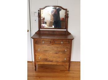 Vintage Wooden Dresser With Mirror