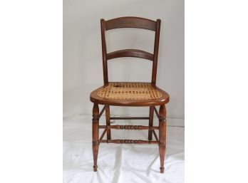 Vintage Wooden Wicker Seat Chair. NEEDS REPAIR