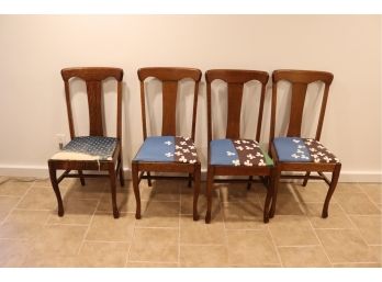 Set Of 4 Vintage Wooden Dining Chairs