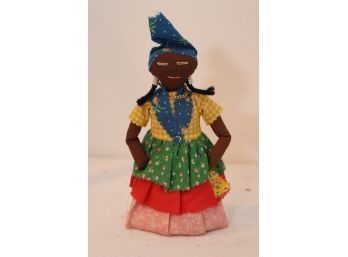 Vintage Island Woman Straw & Cloth Doll