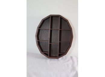 Vintage Wooden Oval Shaped Wall Hanging Display Curio Cabinet