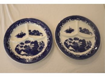Pair Of McNicol Blue And White Chinese Plates