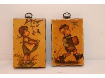 Pair Of Vintage Hummel Wall Plaques