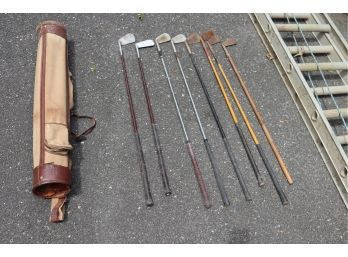 Antique/ Vintage Golf Clubs And Bag