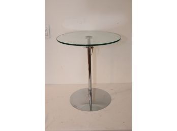 Height Adjustable Glass Top Chrome Base Side Table