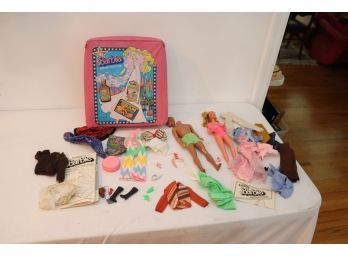 Vintage Barbie Dolls Case And Clothing