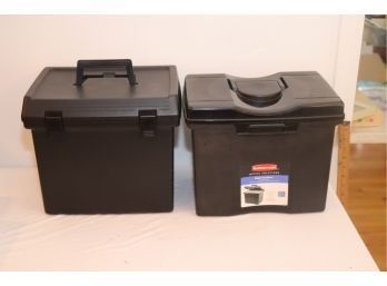 Pair Of Black File Boxes