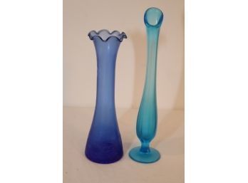 Pair Of Blue Bud Vases