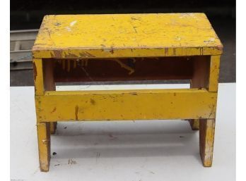 Vintage Yellow Wooden Step Stool