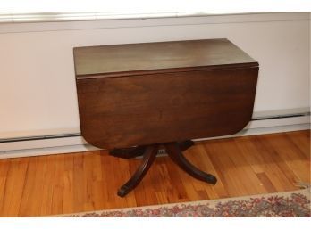 Vintage Mahogany Drop Leaf Game Table With Drawer