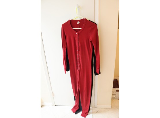Pair Of American Apparel One Piece Union Suit Black & Red Size L  (JC-26)