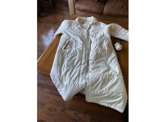 White Ankle Length LL Bean Down Coat Size Small