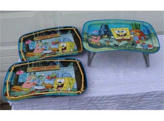 Set Of 3 SpongeBob Squarepants Metal TV Dinner Bed Tray Lap Folding Bed