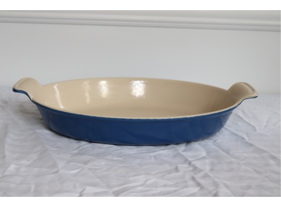 Le Creuset Baking Dish #28 Made In France Blue Enamel Cast Iron Oval Au Gratin