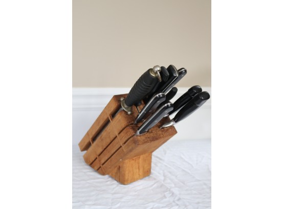 Wustoff Knife Block With Cleaver And Bread Knife Other Knives As Well