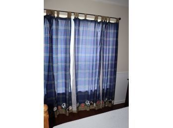 2 Sets Of Boys Room Blue Sports Curtains
