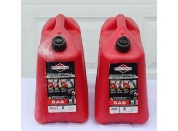 Pair Of Brigs & Stratton Smat-fill 5 Gallon Gas Cans
