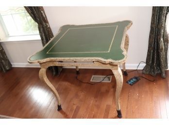 Vintage Leather Top Game Table