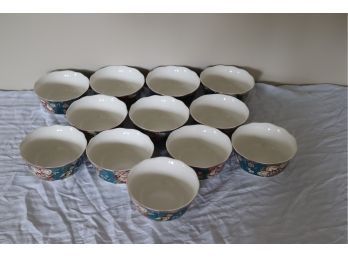 Set Of 12  Gabrielle Teal Porcelain Soup Bowl By 222 FIFTH PTS International