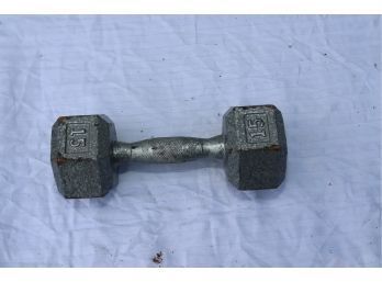 Single Cast Iron Hex Dumbbell, 15 Lbs.
