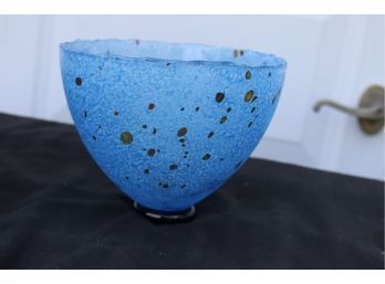 Blue And Black Kosta Boda Art Glass Bowl