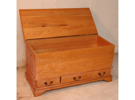Cedar Lined Wooden Storage Chest W/ 3 Drawers