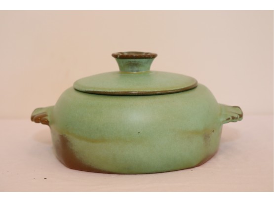 FRANKOMA Pottery Prairie PLAINSMAN GREEN Covered Pot