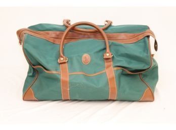 Ralph Lauren Polo Green And Tan Leather Duffel Bag