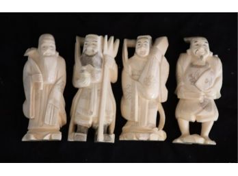 4 Antique Chinese Bone Carving Figurines