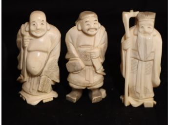 3 Antique Chinese Bone Carving Figurines