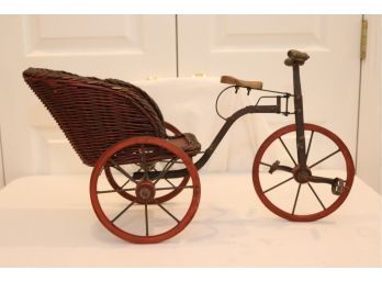 Antique Doll Bicycle Wicker Basket Seat