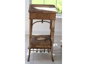 Antique Bamboo Storage Side Table