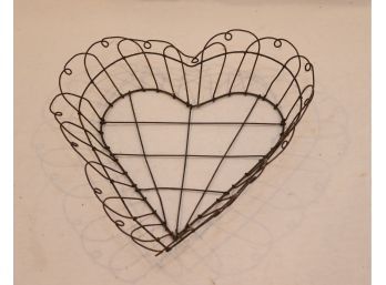 Antique Metal Heart Shaped Basket