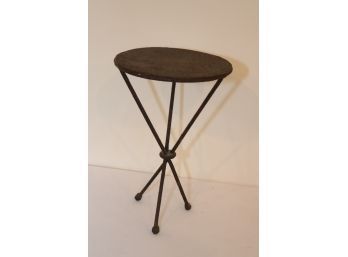 Small Round Metal Table With Rusty Patina