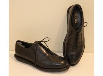 Men's Black Leather PRADA Shoes Size 9