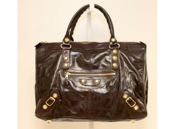 Balenciaga Giant City Classic Shoulder Bag Brown Leather (PB-9)