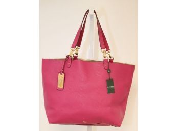 Lauren By Ralph Lauren Bembridge Hot Pink Leather Tote Shopper Handbag Purse NWT. (PB-8)