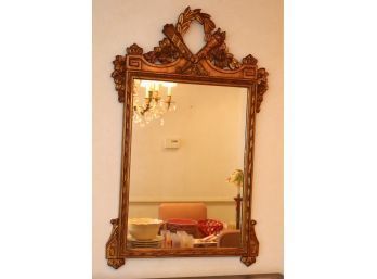 Gorgeous Vintage Gold Framed Ornate Carved Wood Hanging Wall Mirror