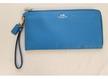 Blue Coach Zippered Clutch Wallet Wristlet (PB-15)