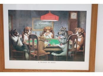 Framed Dogs Playing Poker 'A Friend In Need'