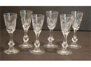 Vintage Set Of 6 Crystal Cordial Glasses