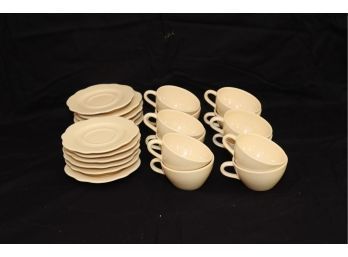 Set Of 12 Yellow Crate & Barrel Cups And Saucers  Made In Portugal (C-4)