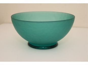 Vintage Blue Green Art Glass Bowl