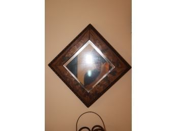 Wood Framed Diamond Mirror