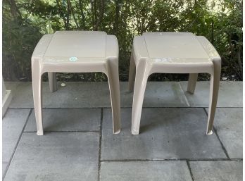Pair Of Plastic Stacking Patio Side Tables