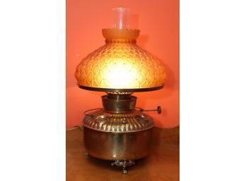 Vintage Electrified Brass Kerosene Oil Lamp