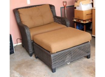Sunbrella Outdoor Patio Chair And Ottoman Plastic Wicker Weave With Cushions