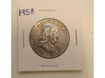 1958  FRANKLIN HALF DOLLAR US Coin 90 Silver  (WS-3)