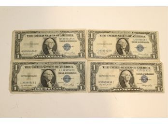 Lot Of 4 US 1935 E Series $1.00 Bill Silver Certificates (WS-8)