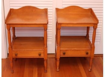 Vintage Pair Of End Tables Nightstands  By Willett Solid Maple Lancaster County